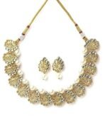 Karatcart Gold Plated Peacock Design Kundan and Pearl Choker Necklace Set for Women - Fast Shipping to USA & Canada - Image 2