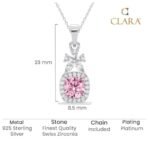 Clara 925 Sterling Silver Nera Pink Cushion Solitaire Pendant Earrings Chain Necklace Jewellery Set | Platinum Plated, Swiss Zirconia |Gift for Women and Girls - Fast Shipping to USA & Canada - Image 6