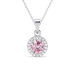 Clara 925 Sterling Silver Tove Pink Solitaire Pendant Earrings Chain Necklace Jewellery Set | Platinum Plated, Swiss Zirconia |Gift for Women and Girls - Fast Shipping to USA & Canada