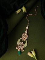 Accessher Gold Plated Pastel Green Polki Bindiya Maang Tikka - Fast Shipping to USA & Canada - Image 3