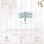 HighSpark 925 Silver Cute Enamel Stud Earrings Blue Dragonfly - Fast Shipping to USA & Canada - Image 3