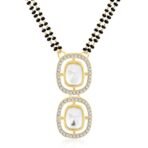 Peora Gold Plated Cubic Zirconia Crystal & Black Beads Studded Mangalsutra & Drop Earrings Jewellery Gift for Women - Fast Shipping to USA & Canada - Image 7