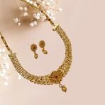 Fashion Frill Necklace Set For Women | Floral Design | Gold Plated |Kundan & pearl necklace for women | Traditional Jewelry Set For Women - Fast Shipping to USA & Canada - Image 4