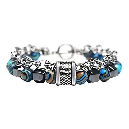 Yellow Chimes Bracelet for Men and Boys Fashion Blue Beads Bracelets for Men | Stainless Steel Punk Chain Bead Bracelet for Boys| Birthday Gift For Boys and Men Anniversary Gift for Husband - Fast Shipping to USA & Canada