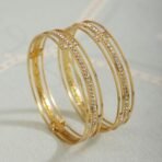 Shining Diva Fashion 18k Gold Plated Bangles | Set of 2 Bangles Set for Women | Crystal Diamonds Studded Bangles | Latest Stylish Trendy Celebrity Inspired Jewellery - Fast Shipping to USA & Canada - Image 6