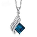 Shining Diva Fashion Angel Wings Platinum Plated Crystal Pendant Necklace Jewellery Set Gifts for Women and Girls (Blue) (14622s) Valentine Gift for Girlfriend - Fast Shipping to USA & Canada - Image 4