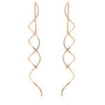 Nilu's Collection Spiral Threader Earrings for Women, Twisted Spiral Drop Dangle Earrings, Unique Minimal Everyday Earrings - Fast Shipping to USA & Canada