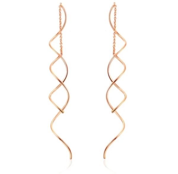 Nilu's Collection Spiral Threader Earrings for Women, Twisted Spiral Drop Dangle Earrings, Unique Minimal Everyday Earrings - Fast Shipping to USA & Canada