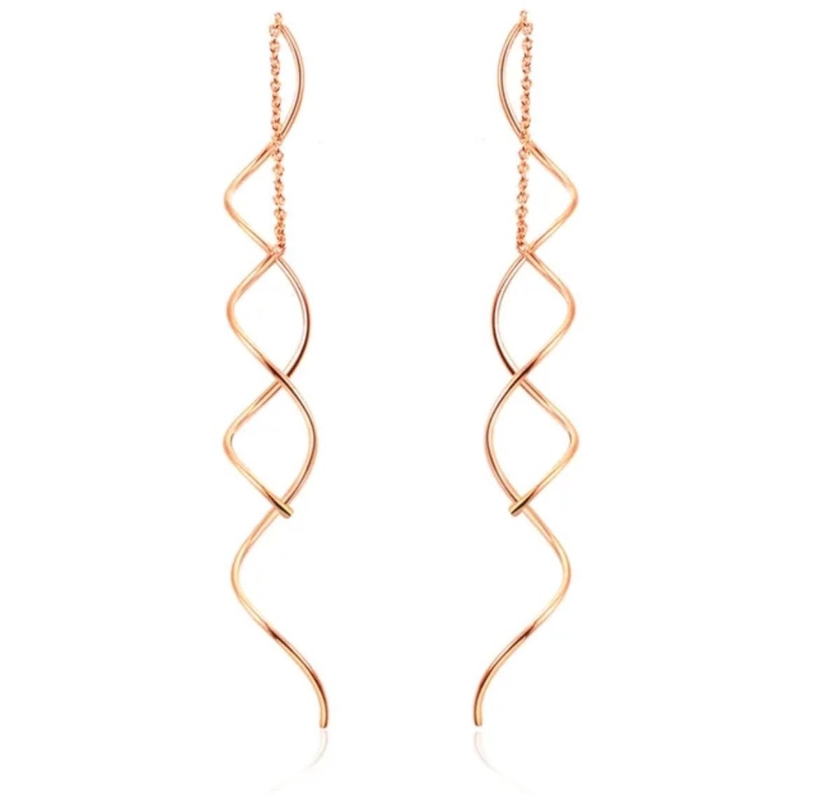 41aDFpkAuBL.jpg Nilu's Collection Spiral Threader Earrings for Women, Twisted Spiral Drop Dangle Earrings, Unique Minimal Everyday Earrings - Fast Shipping to USA & Canada - Image 1