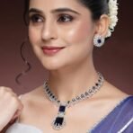 ZENEME Rhodium Plated Silver Toned Brass Royale Celebrity Inspired Green American Diamond Cystal Jewellery Set For Women & Girls - Fast Shipping to USA & Canada - Image 3