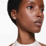 Swarovski Women Hyperbola Stud Earrings, Infinity, White, Rose Gold-Tone Plated - Fast Shipping to USA & Canada - Image 6