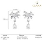 Clara 925 Sterling Silver Bow Knot Pendant Earrings Chain Necklace Jewellery Set | Platinum Plated, Swiss Zirconia | Classy Gift for Women and Girls - Fast Shipping to USA & Canada - Image 6