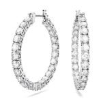Swarovski Womens Matrix Hoop Earrings, Round Cut, White, Rhodium Plated - Fast Shipping to USA & Canada - Image 2