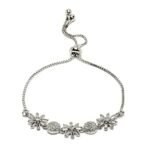 ZENEME Rhodium Plated American Diamond Studded Silver Plated Adjustable Chain Set Of 2 Bracelet For Women & Gift For Girls - Fast Shipping to USA & Canada - Image 7