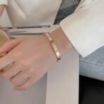 Shining Diva Fashion 18K Gold Plated Stainless Steel Openable Crystal Bracelet | Cuff Bangle | Friendship Couple Wedding Gifts for Mother Sister Wife Girlfriend | Anti Tarnish Jewellery - Fast Shipping to USA & Canada - Image 7