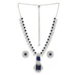 ZENEME Rhodium Plated Silver Toned Brass Royale Celebrity Inspired Green American Diamond Cystal Jewellery Set For Women & Girls - Fast Shipping to USA & Canada - Image 6