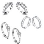 Om Jewells White Alloy Rhodium Designer Adjustable Toe Ring for Women - Combo of 3 - Fast Shipping to USA & Canada - Image 2