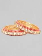 Rubans Set Of 2 24K Gold-Plated Kundan-Studded Bangles - Fast Shipping to USA & Canada - Image 4