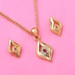 Estele 24kt Gold Plated Elegant Style Pendant and Matching Earring for Women with Austrian Crystals, Adjustable (8909 NKER) - Fast Shipping to USA & Canada - Image 3