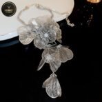 JN62 Gold Necklace for Women and Girls ? Stylish & Aesthetic Long Chain Floral flower Jewelry ? Gift for Friends ? Traditional and Western Zircon American Diamond Stones Choker Accessories - Fast Shipping to USA & Canada - Image 5