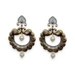 ACCESSHER Gold Tone Oxidised Pearl Drop Jhumka Earrings - Fast Shipping to USA & Canada - Image 2