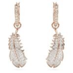 Swarovski Women Nice Drop Earrings, Feather, White, Rose Gold-Tone Plated - Fast Shipping to USA & Canada - Image 3