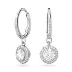 Swarovski Womens Una Drop Earrings, Round Cut, Pav?, White, Rhodium Plated - Fast Shipping to USA & Canada - Image 2