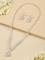 ZAVERI PEARLS Silver Tone Dazzling Austrian Diamonds Embellished Contemporary Necklace & Earring Set For Women-ZPFK18200 - Fast Shipping to USA & Canada - Image 4