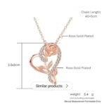 Nilu's Collection Stylish CZ Chain Pendent Set for Women, Heart Shaped Pendant with Rose Design - Fast Shipping to USA & Canada - Image 4