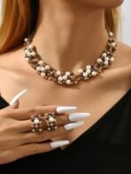 Shining Diva Latest Stylish Design Fancy Pearl Necklace Jewellery Set for Women (15114s) - Fast Shipping to USA & Canada - Image 5