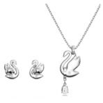 Swarovski Iconic Swan Pendant and Earrings set, Swan, Blue, Rhodium plated - Fast Shipping to USA & Canada - Image 5