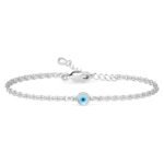 Clara 925 Pure Silver Evil Eye Chain Bracelet, Adjustable, Anti Tarnish Gift for Women and Girls - Fast Shipping to USA & Canada
