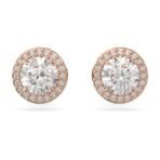 Swarovski Constella Stud Earrings, Round Cut, White, Rose Gold-Tone Plated - Women's - Fast Shipping to USA & Canada - Image 2