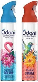 Odonil Destinations Room Air Freshener Spray, Assorted Pack of 2 | 480 ml (240 ml * 2) | Tropical Sunrise & Carribean Dreams - Fast Shipping to USA & Canada - Image 2