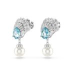 Swarovski Women Idyllia Drop Earrings, Shell, Blue, Rhodium Plated - Fast Shipping to USA & Canada - Image 4