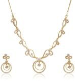 Estele 24 Kt Gold Plated American Diamond Circular Necklace Set for Women - Fast Shipping to USA & Canada - Image 2