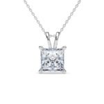 Clara 925 Sterling Silver Russo Square Solitaire Pendant Earrings Chain Necklace Jewellery Set | Platinum Plated, Swiss Zirconia |Gift for Women and Girls - Fast Shipping to USA & Canada