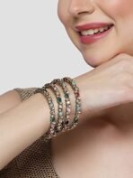 Karatcart Set of 4 Gold Plated Drop Shape Multicolor Stone Studded Bangles for Women - Fast Shipping to USA & Canada - Image 3