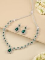 ZAVERI PEARLS Green Dazzling Austrian Diamonds Embellished Contemporary Necklace & Earring Set For Women-ZPFK18201 - Fast Shipping to USA & Canada - Image 4