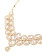 ZAVERI PEARLS Gold Tone Austrian Diamonds Artificial Stones Bridal Necklace Earring & Maangtikka Set For Women-ZPFK18555 - Fast Shipping to USA & Canada - Image 5