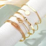 Shining Diva Fashion Set of 5 Latest Stylish Multilayer Gold Plated Bangle Bracelet for Women and Girls (16178b) - Fast Shipping to USA & Canada - Image 6