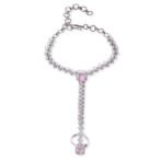 Rubans Rhodium-Plated Pink AD & White Cubic Zirconia Studded Ring Bracelet For Women - Fast Shipping to USA & Canada