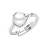 Clara Pure 925 Sterling Silver Sicily Real Pearl Size Adjustable Finger Ring | Gift for Women and Girls | Platinum Plated - Fast Shipping to USA & Canada