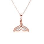 Clara 925 Sterling Silver Whale Tail Pendant Earrings Chain Necklace Jewellery Set | Rose Gold Plated, Swiss Zirconia |Gift for Women and Girls - Fast Shipping to USA & Canada