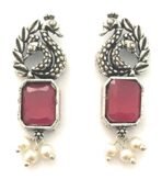 Sasitrends Classic Peacock Designer Oxidized German Silver Stone Studded Jewellery Set with Earring for Women and Girls - Fast Shipping to USA & Canada - Image 3