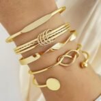Shining Diva Fashion Set of 5 Latest Stylish Multilayer Gold Plated Bangle Bracelet for Women and Girls (16178b) - Fast Shipping to USA & Canada - Image 3