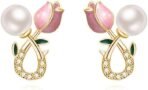 Shining Diva Fashion Latest Stylish Pearl Flower Earrings for Women and Girls (16149er) - Fast Shipping to USA & Canada