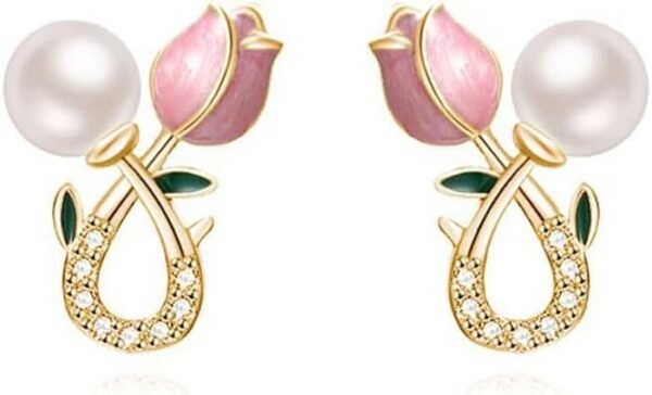 Shining Diva Fashion Latest Stylish Pearl Flower Earrings for Women and Girls (16149er) - Fast Shipping to USA & Canada