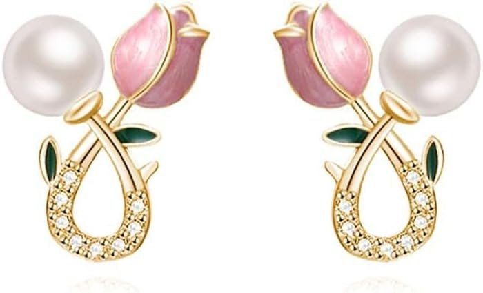 41jVJpaFKKL.jpg Shining Diva Fashion Latest Stylish Pearl Flower Earrings for Women and Girls (16149er) - Fast Shipping to USA & Canada - Image 1