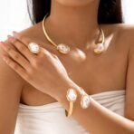 Shining Diva Fashion Latest Stylish Design Fancy Bracelet Ring Necklace Jewellery Set for Women (16556s) - Fast Shipping to USA & Canada - Image 7